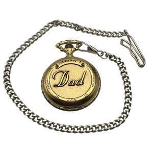 Majesti Swiss Men's Number 1 Dad Pocket Watch Chain/ Clip - New Battery -Gift